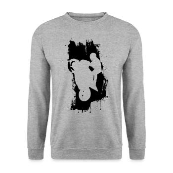 Wheeli Rider Noir - Sweat-shirt Unisexe - gris chiné - Devant - Alina (178cm) & Michal (187cm)