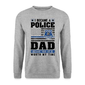 Polizei Polizist Polizeibeamte - Unisex Pullover - Weißgrau meliert - Vorne - Alina (178cm) & Michal (187cm)