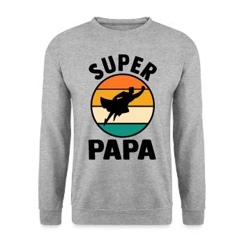 Père Papa Super-héros - Sweat-shirt Unisexe - gris chiné - Devant - Alina (178cm) & Michal (187cm)