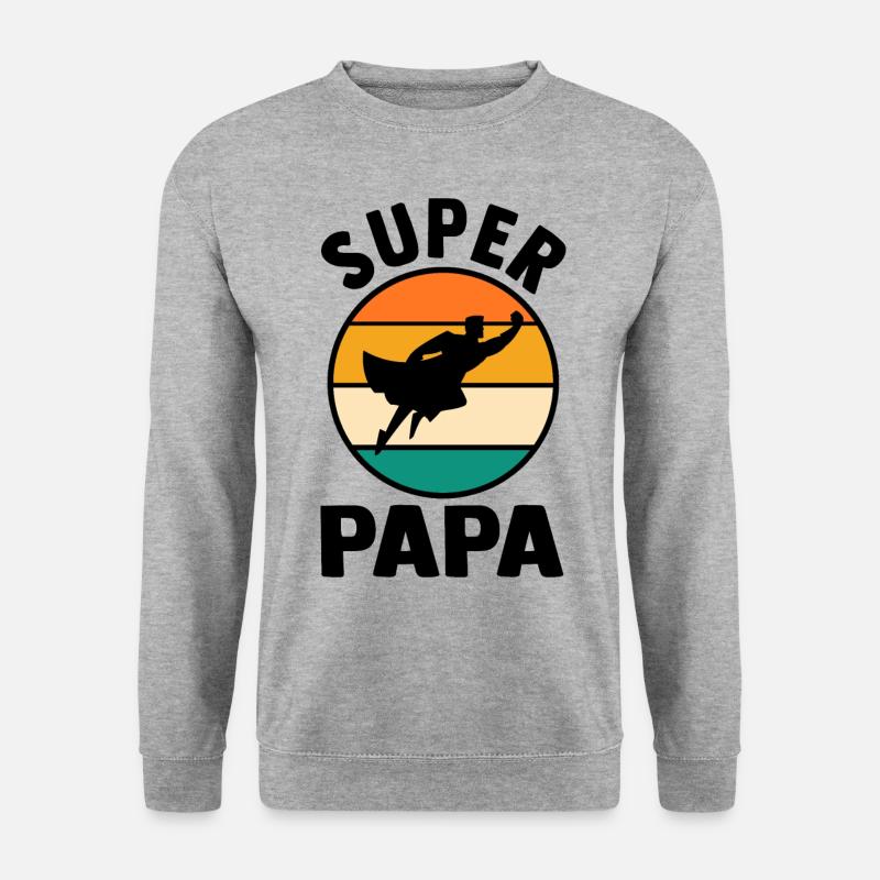 Vater Superheld Papa - Unisex Pullover - Weißgrau meliert