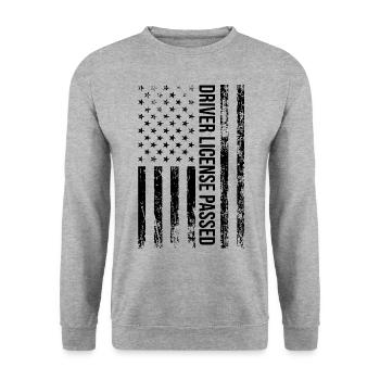 Permis de conduire American Flag Réussi Examen de conduite - Sweat-shirt Unisexe - gris chiné - Devant - Alina (178cm) & Michal (187cm)