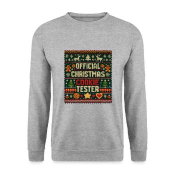 Official Christmas Cookie Tester - Unisex Pullover - Weißgrau meliert - Vorne - Alina (178cm) & Michal (187cm)