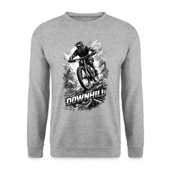 Downhill Mountainbike Spruch – MTB Motivation - Unisex Pullover - Weißgrau meliert - Vorne - Alina (178cm) & Michal (187cm)