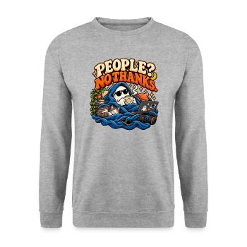 Leute? Nein, danke. | Lustiger Introvertierter - Unisex Pullover - Weißgrau meliert - Vorne - Alina (178cm) & Michal (187cm)