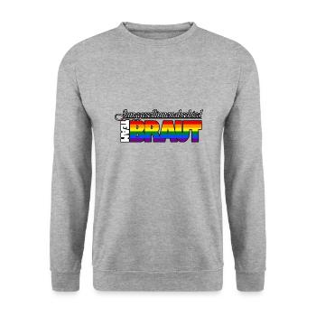 TEAM:BRAUT (Pride-Version) - Unisex Pullover - Weißgrau meliert - Vorne - Alina (178cm) & Michal (187cm)