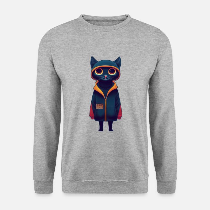 Katze im Pullover - Unisex Pullover - Weißgrau meliert