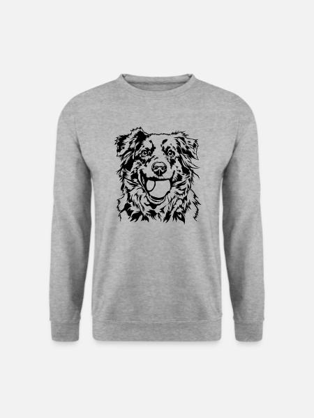 Australian Shepherd Ball Balljunkie Hunde Wilsigns - Unisex Pullover - Weißgrau meliert