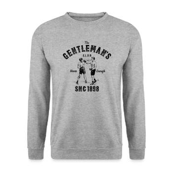 THE GENTLEMANS CLUB, NEVER ENOUGH - Unisex Pullover - Weißgrau meliert - Vorne - Alina (178cm) & Michal (187cm)