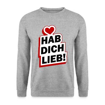 Hab Dich Lieb Spruch Liebe - Unisex Pullover - Weißgrau meliert - Vorne - Alina (178cm) & Michal (187cm)