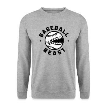 Baseball-Biest - Unisex Pullover - Weißgrau meliert - Vorne - Alina (178cm) & Michal (187cm)