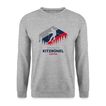 Kitzbühel, Österreich 2025 Skitour Bekleidung - Unisex Pullover - Weißgrau meliert - Vorne - Alina (178cm) & Michal (187cm)