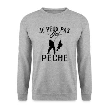 Je peux pas j'ai pêche - Sweat-shirt Unisexe - gris chiné - Devant - Alina (178cm) & Michal (187cm)