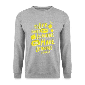 When Life Gives You Lemons - Unisex Pullover - Weißgrau meliert - Vorne - Alina (178cm) & Michal (187cm)