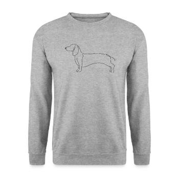 Dackel Minimalistisch - Unisex Pullover - Weißgrau meliert - Vorne - Alina (178cm) & Michal (187cm)