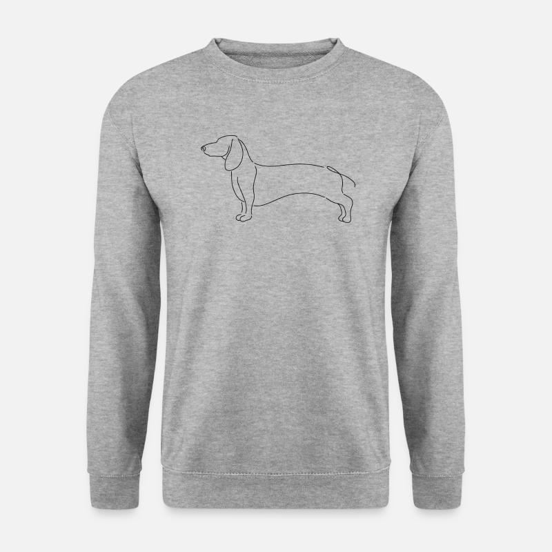 Dackel Minimalistisch - Unisex Pullover - Weißgrau meliert