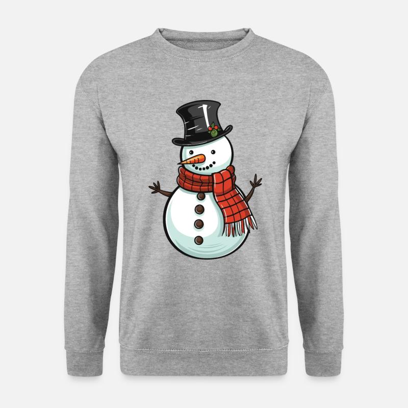 Schneemann Winter Schnee - Unisex Pullover - Weißgrau meliert
