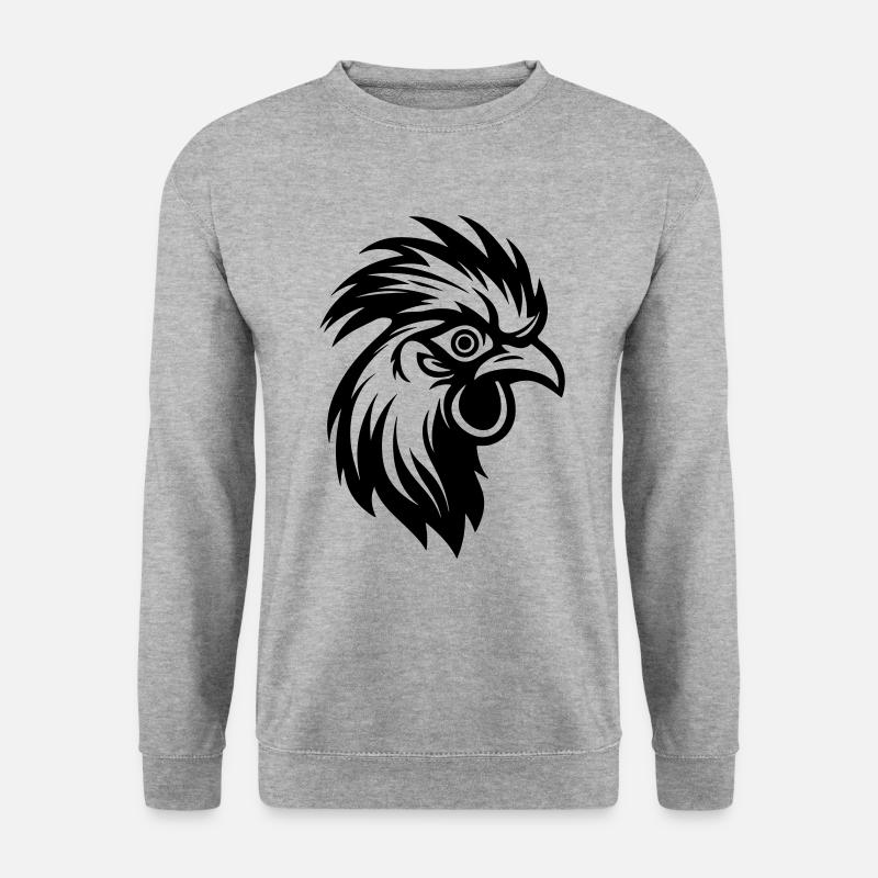 Hahn Tier - Unisex Pullover - Weißgrau meliert