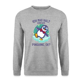 I just like penguins cute penguin - Unisex Sweatshirt - salt & pepper - Front - Alina (178cm) & Michal (187cm)