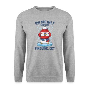 J’aime juste les pingouins pingouin mignon - Sweat-shirt Unisexe - gris chiné - Devant - Alina (178cm) & Michal (187cm)