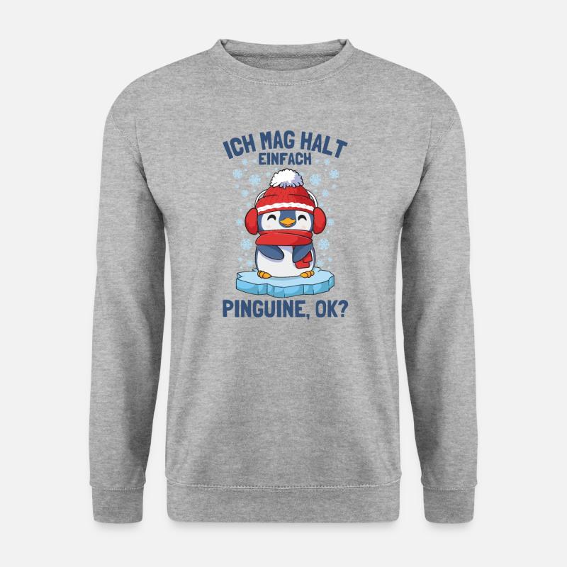 J’aime juste les pingouins pingouin mignon - Sweat-shirt Unisexe - gris chiné