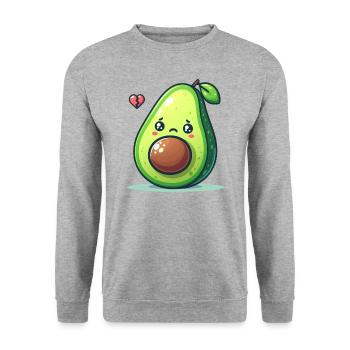 Kawaii Niedliche Avocado Traurige Samen-Karikatur verlieren - Unisex Pullover - Weißgrau meliert - Vorne - Alina (178cm) & Michal (187cm)