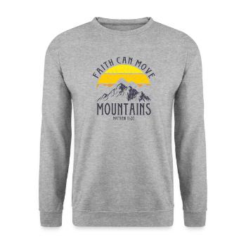 Faith can move Mountains, christliches Geschenk. - Unisex Pullover - Weißgrau meliert - Vorne - Alina (178cm) & Michal (187cm)
