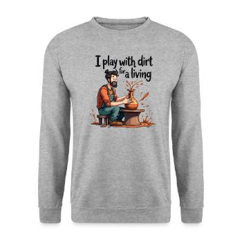 Je joue avec la terre pour gagner ma vie - Clay Pottery Clay - Sweat-shirt Unisexe - gris chiné - Devant - Alina (178cm) & Michal (187cm)