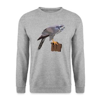 Habicht - Unisex Pullover - Weißgrau meliert - Vorne - Alina (178cm) & Michal (187cm)