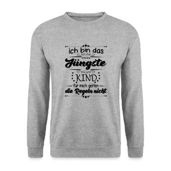 Familie Kinder das jüngste Kind - Unisex Pullover - Weißgrau meliert - Vorne - Alina (178cm) & Michal (187cm)
