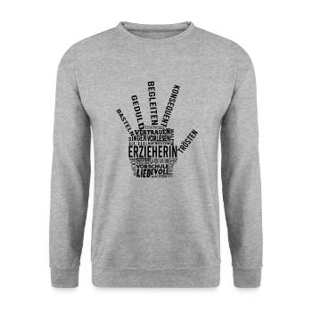 Erzieherin Shirt Wundervolle Worte - Unisex Pullover - Weißgrau meliert - Vorne - Alina (178cm) & Michal (187cm)