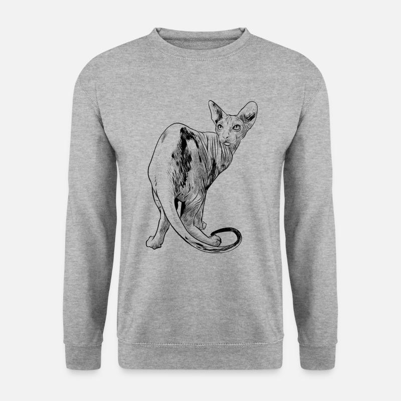 Katze Spynx Haustier - Unisex Pullover - Weißgrau meliert