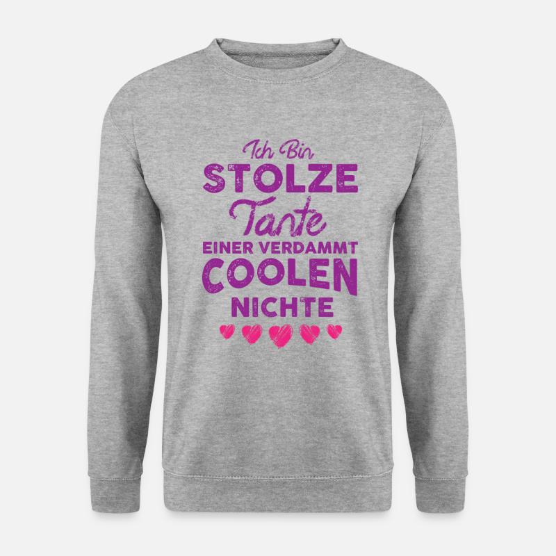 Tante, Nichte, Geburt - Unisex Pullover - Weißgrau meliert