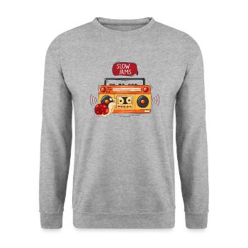 Schnecke und Musik - Unisex Pullover - Weißgrau meliert - Vorne - Alina (178cm) & Michal (187cm)