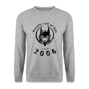 18th Birthday Keepin evil at bay since 2006 - Unisex Sweatshirt - salt & pepper - Front - Alina (178cm) & Michal (187cm)