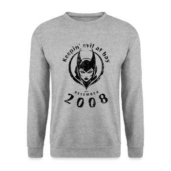 16. Geburtstag Keepin evil at bay since 12/2008 - Unisex Sweatshirt - salt & pepper - Front - Alina (178cm) & Michal (187cm)