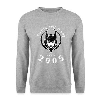 20ème Anniversaire Tenir le mal à distance depuis 04/2005 - Sweat-shirt Unisexe - gris chiné - Devant - Alina (178cm) & Michal (187cm)