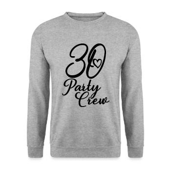 30 Party Crew 30. Geburtstag 30 Jahre alt - Unisex Pullover - Weißgrau meliert - Vorne - Alina (178cm) & Michal (187cm)