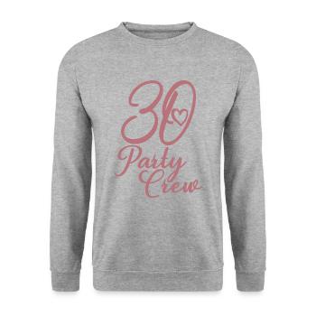 30 Party Crew 30. Geburtstag 30 Jahre alt - Unisex Pullover - Weißgrau meliert - Vorne - Alina (178cm) & Michal (187cm)