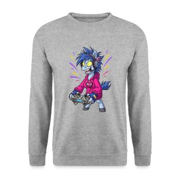 Horse Gaming Gamer Gaming - Sweat-shirt Unisexe - gris chiné - Devant - Alina (178cm) & Michal (187cm)