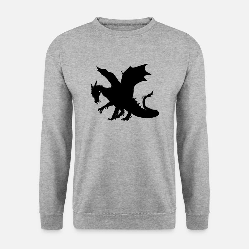 Drache - Unisex Pullover - Weißgrau meliert