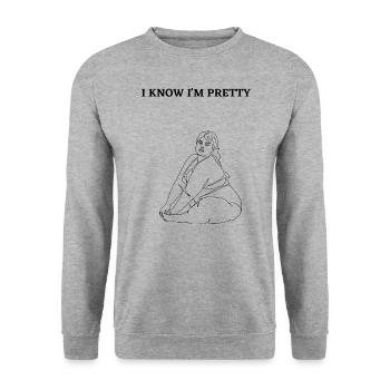 I know I m beautiful-woman - Sweat-shirt Unisexe - gris chiné - Devant - Alina (178cm) & Michal (187cm)