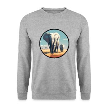 Elephant Elephant Cow Africa Serengeti - Unisex Sweatshirt - salt & pepper - Front - Alina (178cm) & Michal (187cm)