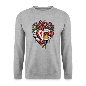 Ich liebe Bier - Unisex Pullover - Weißgrau meliert - Vorne - Alina (178cm) & Michal (187cm)