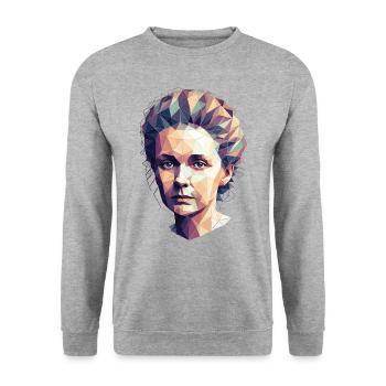 Portrait Marie Curie Polygon Art - Unisex Sweatshirt - salt & pepper - Front - Alina (178cm) & Michal (187cm)