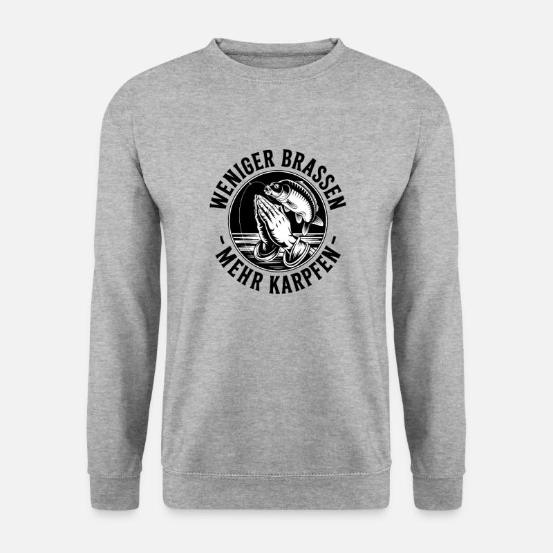 Weniger Brassen – Mehr Karpfen - Unisex Pullover - Weißgrau meliert