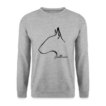 BULLTERRIER Profil Wilsigns - Unisex Pullover - Weißgrau meliert - Vorne - Alina (178cm) & Michal (187cm)