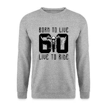 60. GEBURTSTAG MOTORRAD 1962 MOTORRADFAHRER - Unisex Pullover - Weißgrau meliert - Vorne - Alina (178cm) & Michal (187cm)