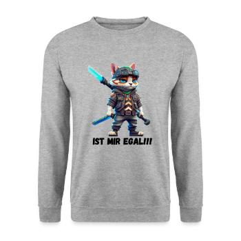 Egal? Gleichgültig? Vertreiben Sie die Bad Vibes - Unisex Pullover - Weißgrau meliert - Vorne - Alina (178cm) & Michal (187cm)