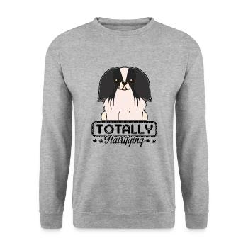 Totally Hairifying Pekingese - Unisex Sweatshirt - salt & pepper - Front - Alina (178cm) & Michal (187cm)