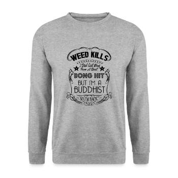 I am A Buddhist - Unisex Sweatshirt - salt & pepper - Front - Alina (178cm) & Michal (187cm)